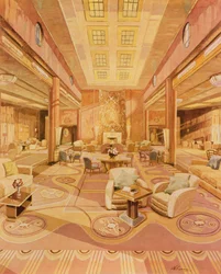 Innenraum der Ersten Klasse Lounge auf der R.M.S. Queen Mary